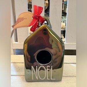 Noel Iridescent Ceramic Birdhouse Ornament